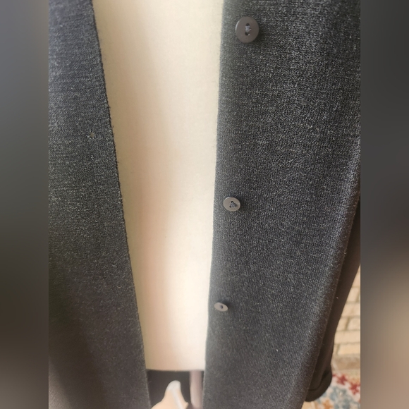 Eileen Fisher black long 3 button silk blend cardigan M - Picture 3 of 16